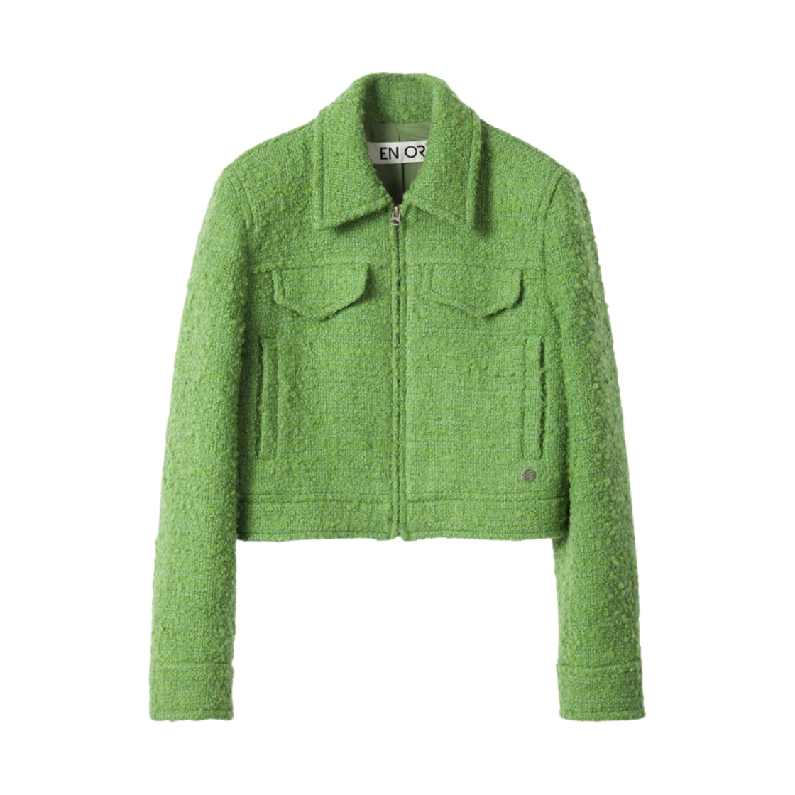 엔오르 우먼 부클 트위드 집업 자켓 그린(Enor Women Boucle Tweed ZipUp Jacket Green)