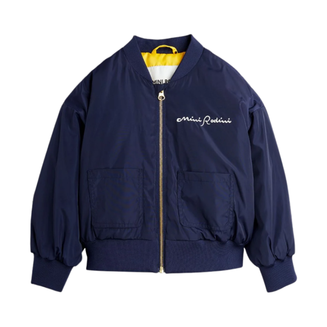 (키즈) 미니 로디니 소사이어티 자수 베이스볼 자켓 블루((Kids) Mini Rodini Society Embroidered Baseball Jacket Blue)