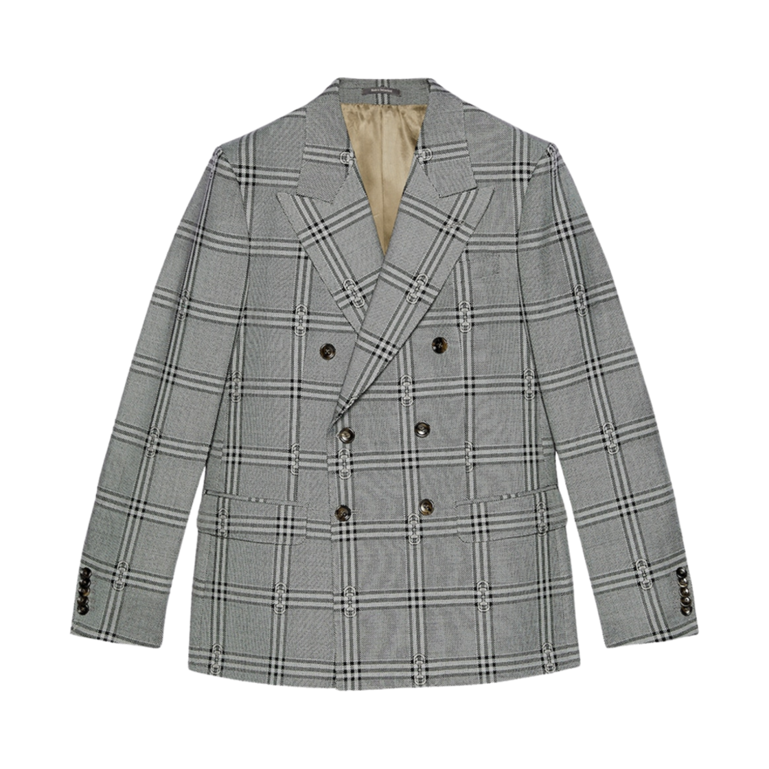 구찌 홀스빗 체크 울 자켓 그레이 블랙(Gucci Horsebit Check Wool Jacket Grey Black) - 1