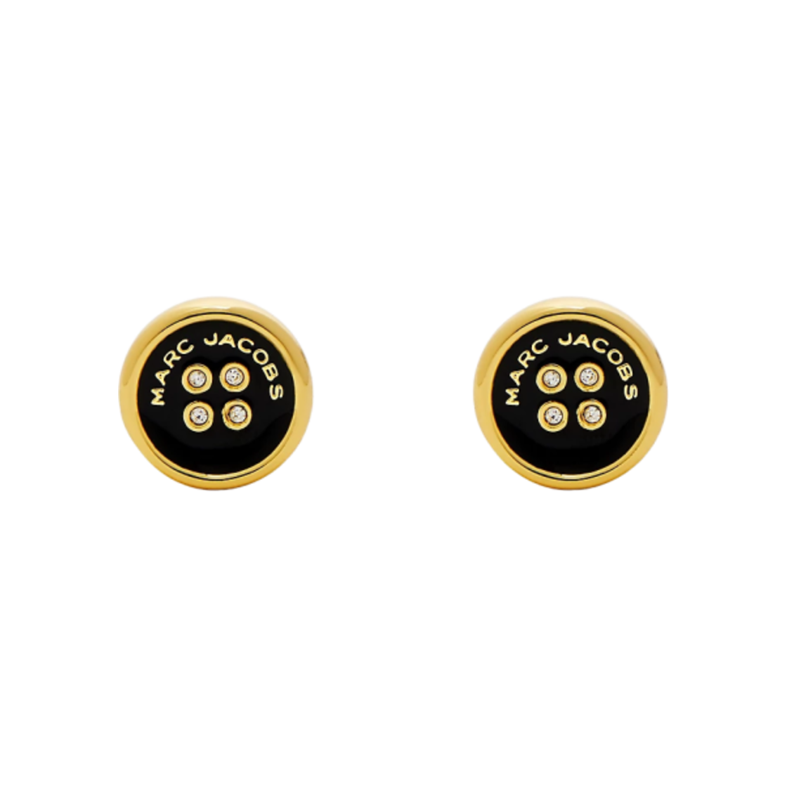 (W) 마크 제이콥스 더 버튼 스터드 이어링 골드 블랙((W) Marc Jacobs The Button Stud Earrings Gold Black)