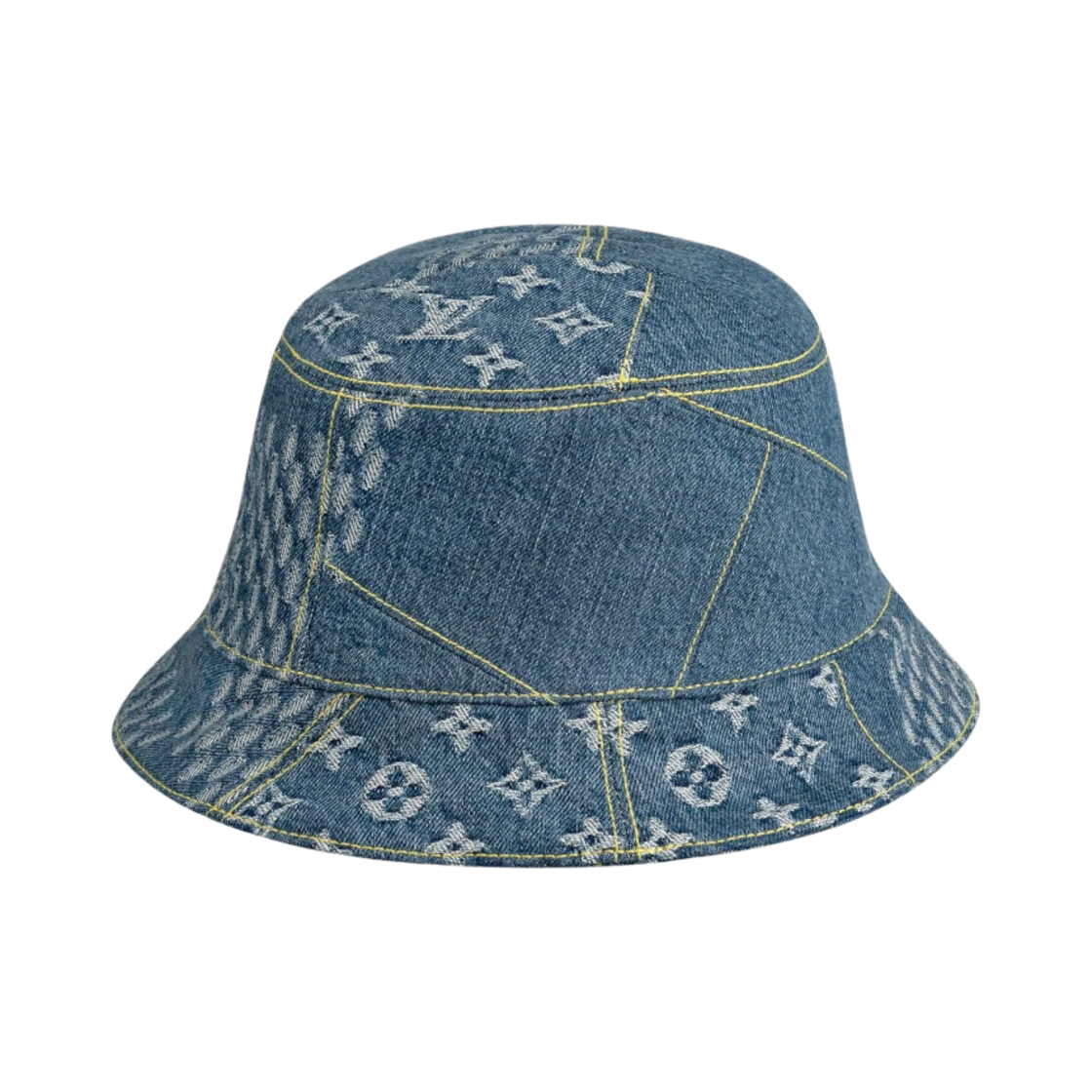 루이비통 x 니고 자이언트 다미에 웨이브 모노그램 선 햇 데님 블루