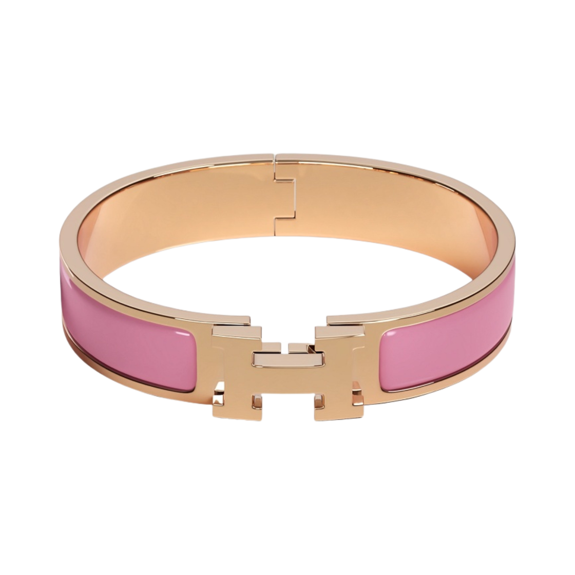 (W) 에르메스 클릭아슈 브레이슬릿 로즈 골드 하드웨어 & 로즈 산도르((W) Hermes Clic H Bracelet Rose Gold & Rose Cendre) - 1