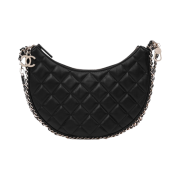 Chanel Small Hobo Bag Lambskin & Shiny Light Gold Black
