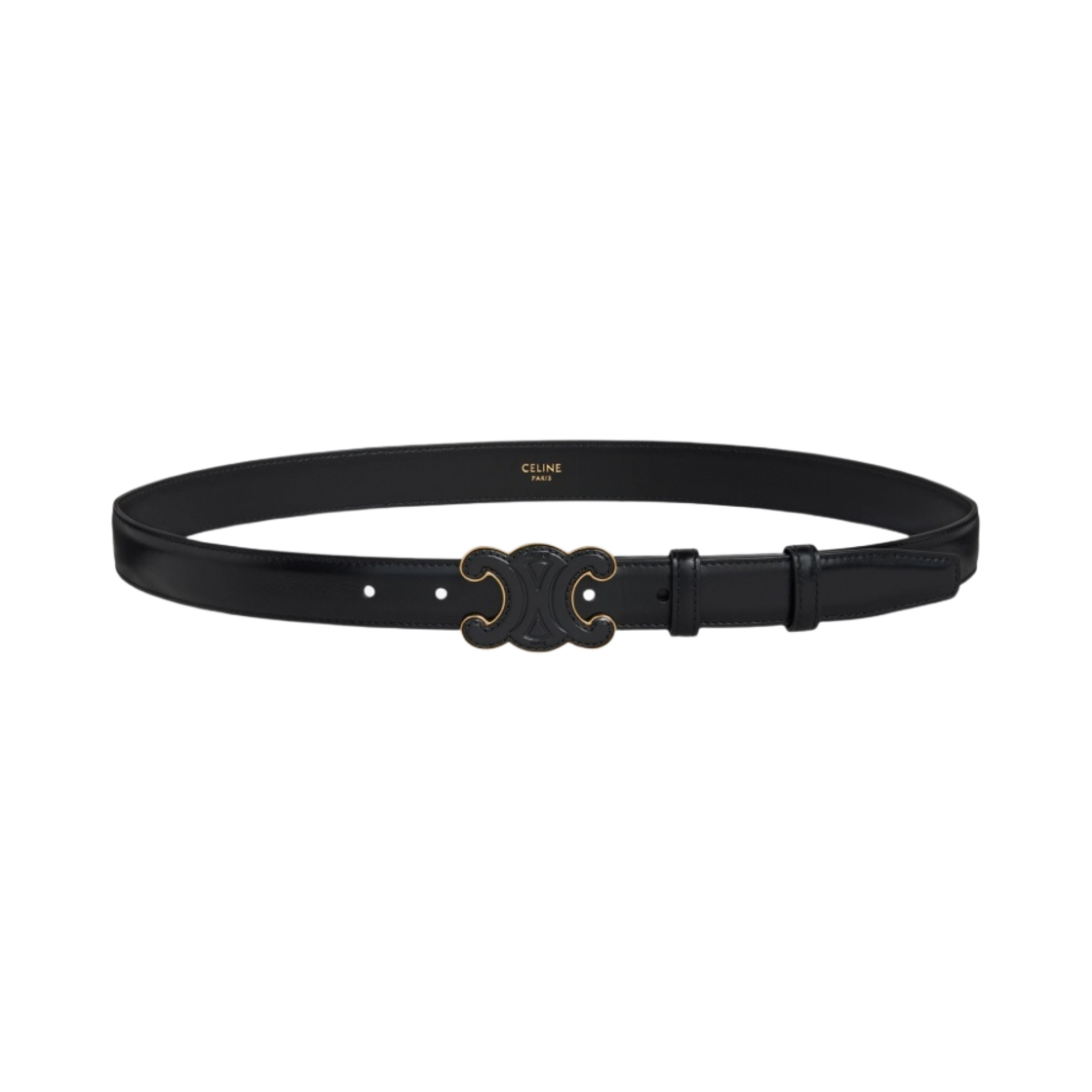 (W) 셀린느 스무스 카프스킨 미디움 레더 트리옹프 벨트 블랙((W) Celine Medium Cuir Triomphe Belt in Smooth Calfskin Black) - 2