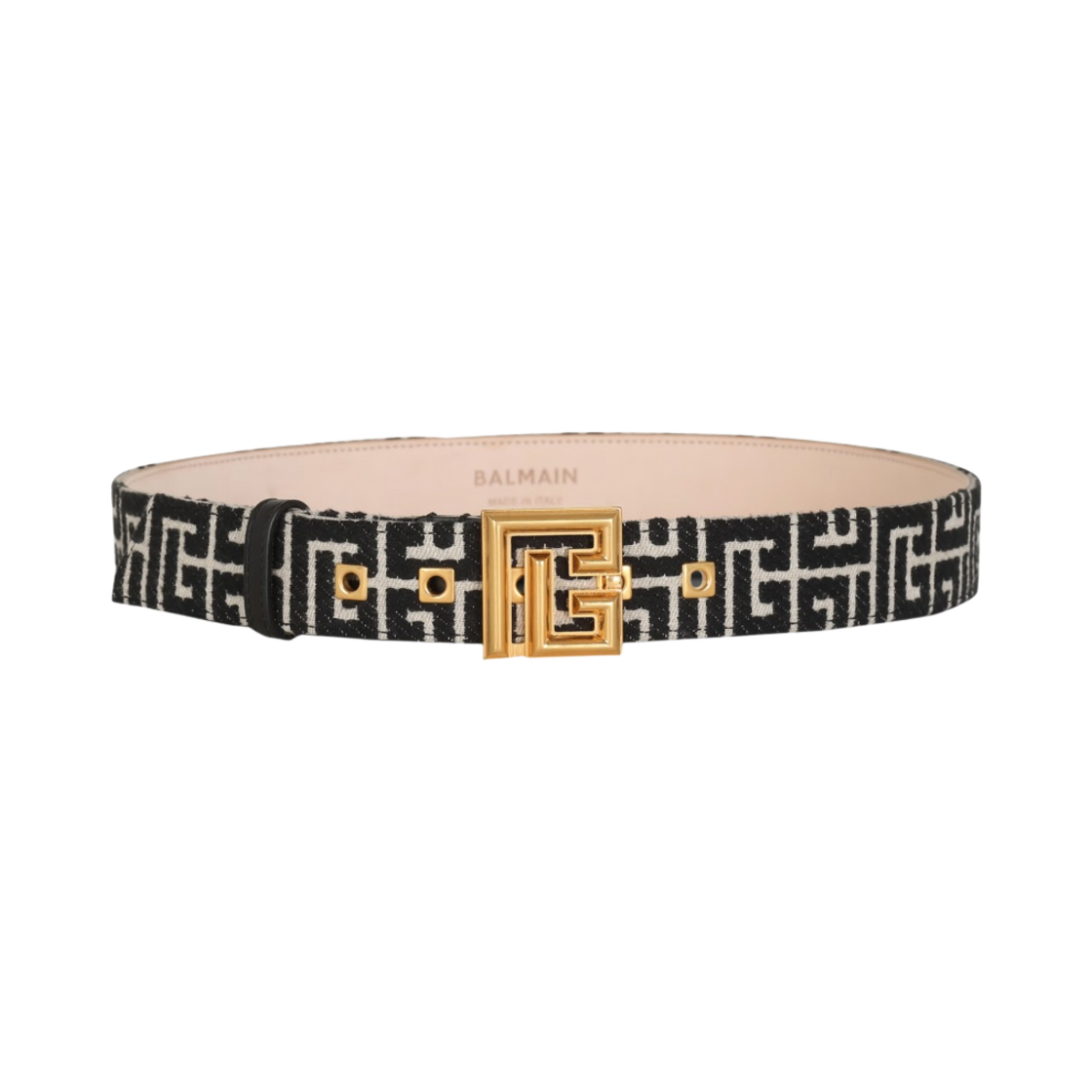 AN1WJ084TJMAGFE (W) Balmain PB Belt in Monogrammed Jacquard Black