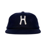 Hello Sunrise H Logo Wool Relaxed Fit 6 Panel Cap Dark Navy