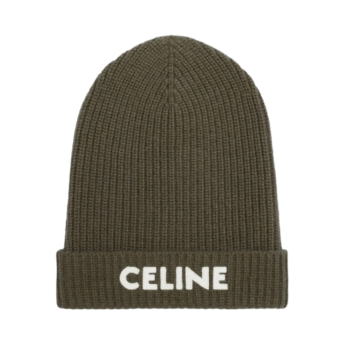 셀린느 립드 펠트 울 자수 비니 카키(Celine Embroidered Beanie in Ribbed Felted Wool Khaki) - 1