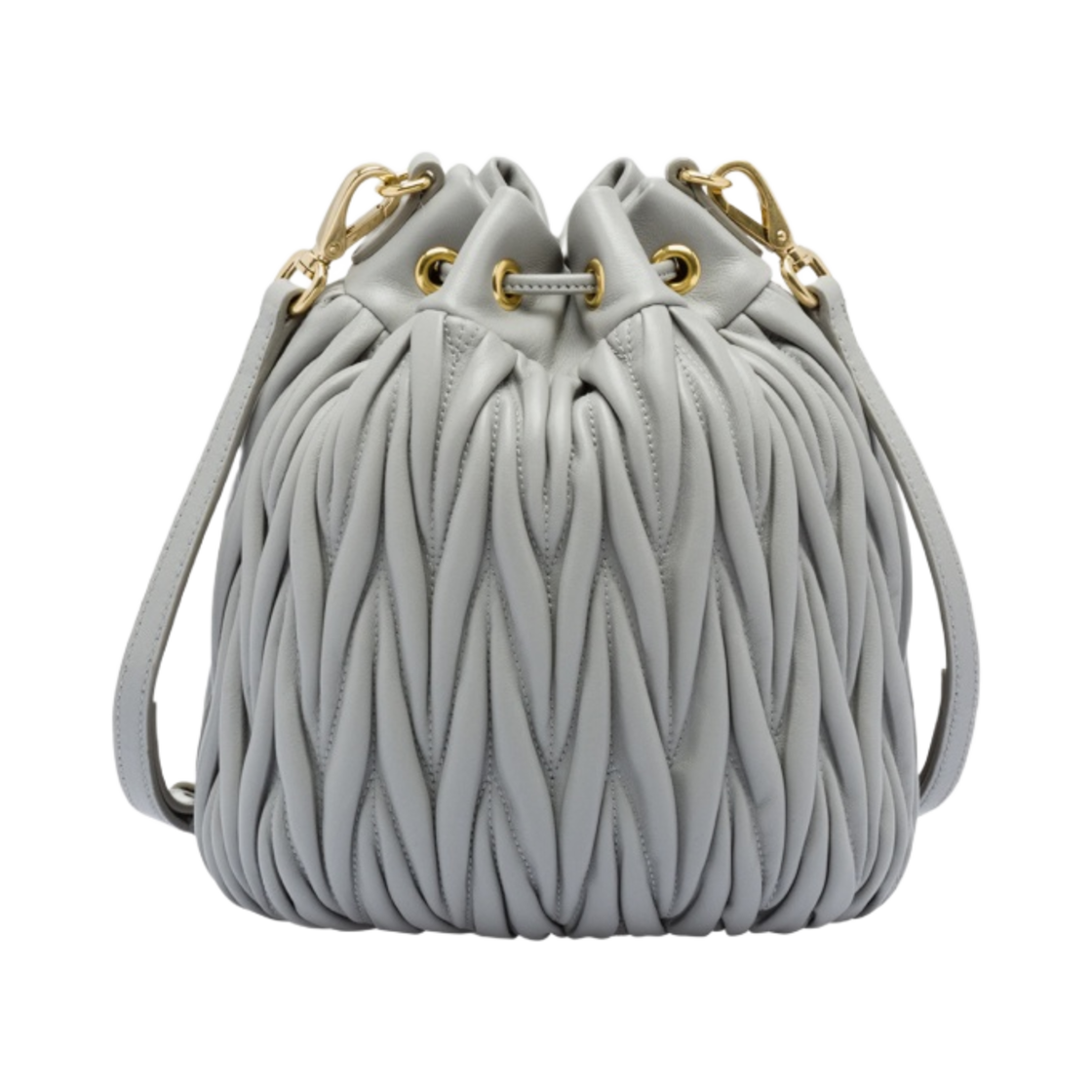 미우 미우 마테라쎄 가죽 버킷백 클라우디 그레이(Miu Miu Matelasse Nappa Leather Bucket Bag Cloudy Grey) - 3