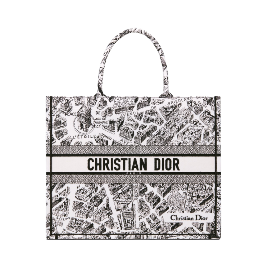디올 라지 디올 북 토트백 화이트 블랙 플랜 드 파리 자수(Dior Large Dior Book Tote White Black Plan De Paris Embroidery) - 1