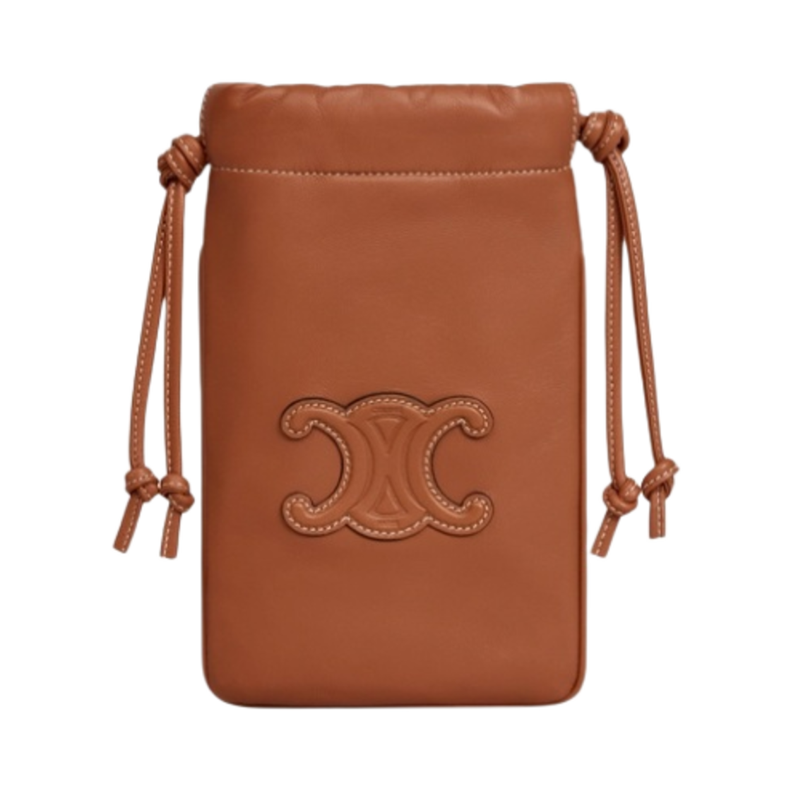 셀린느 스무스 램스킨 퀴르 트리옹프 드로우스트링 폰 파우치 탄(Celine Drawstring Phone Pouch Cuir Triomphe in Smooth Lambskin Tan) - 1