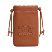 Celine Drawstring Phone Pouch Cuir Triomphe in Smooth Lambskin Tan