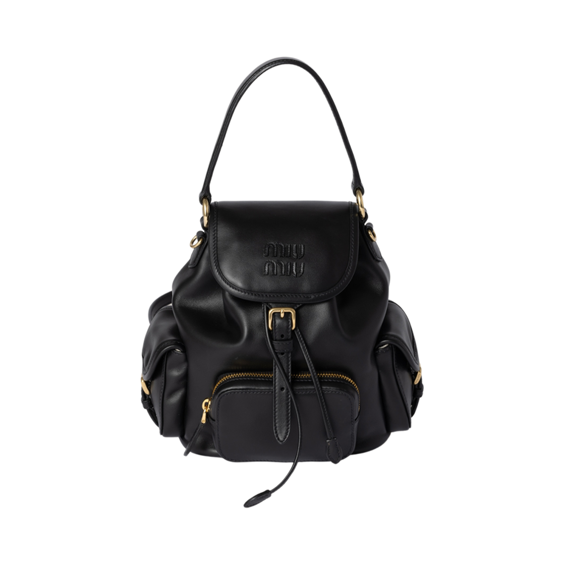 5BZ043-2CRW-F0002 Miu Miu Leather Backpack Black