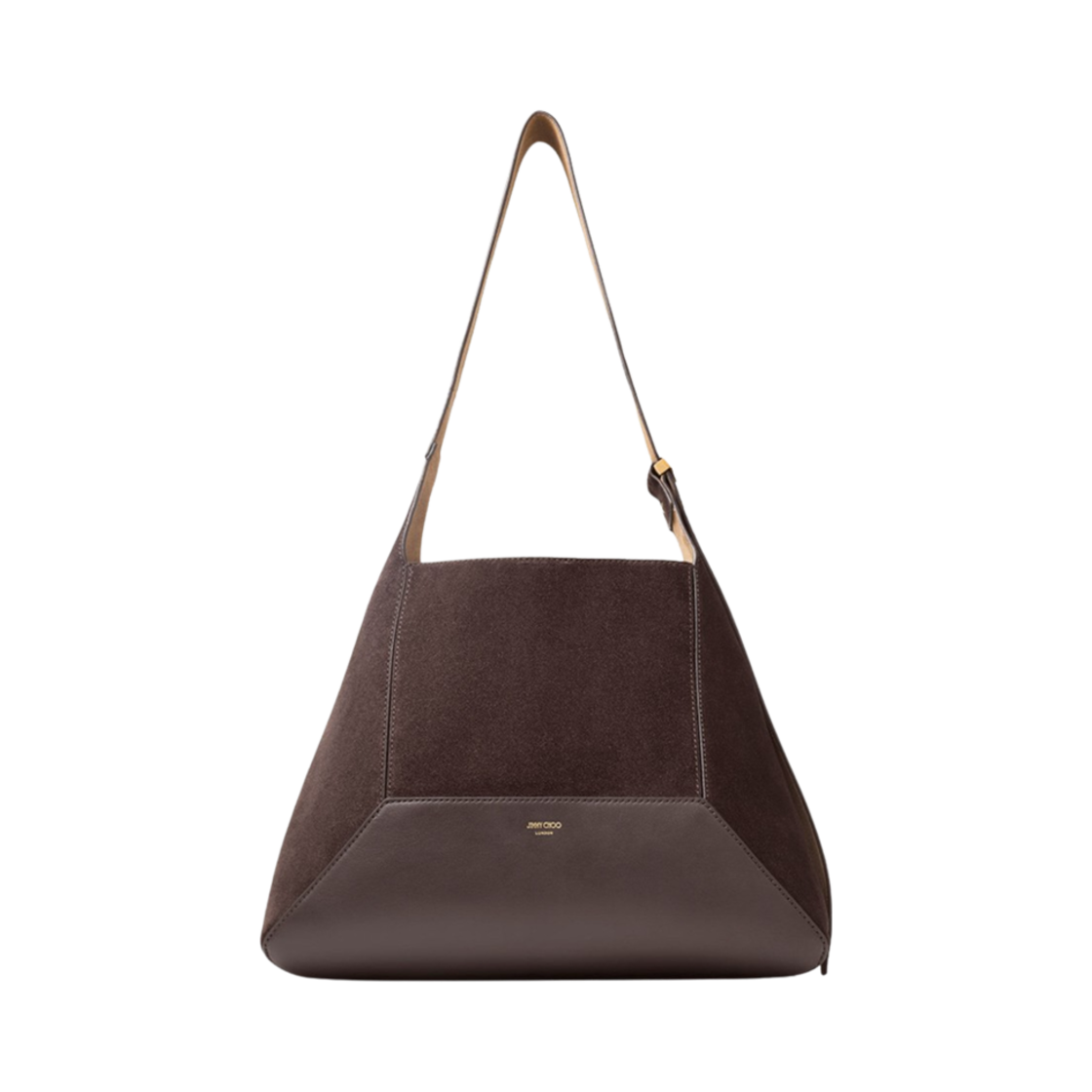 DIAMONDHOBOMSUE027292 Jimmy Choo Diamond Hobo M Suede Shoulder Bag Coffee Gold