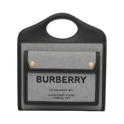 Burberry Mini Tri-tone Cotton Canvas and Leather Pocket Bag Black Tan