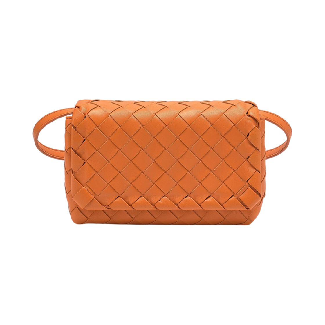 609412VCPP57475 Bottega Veneta Intrecciato Flap Shoulder Bag Orange