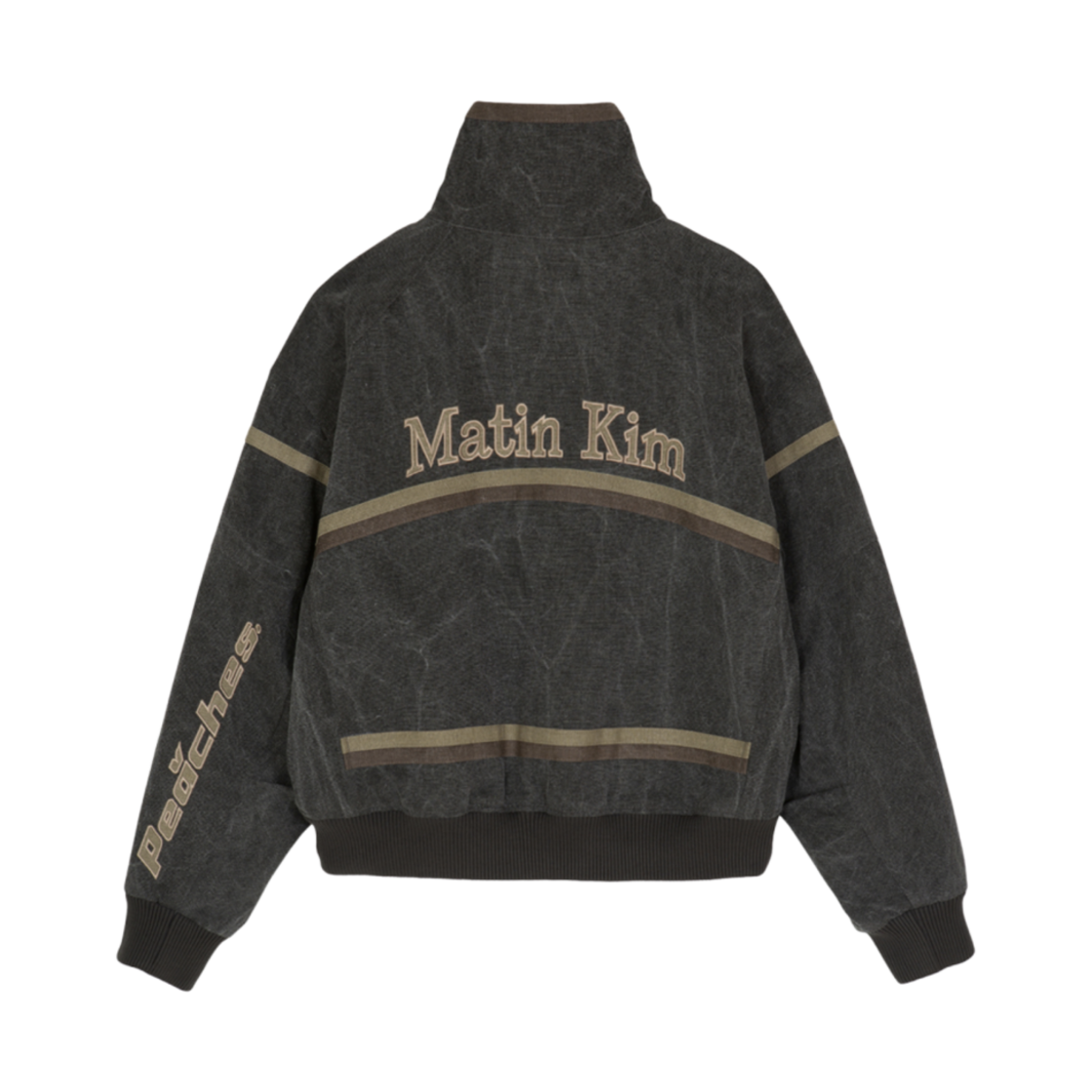 W) 마뗑킴 x 피치스 코튼 레이싱 점퍼 차콜 | Matin Kim | KREAM