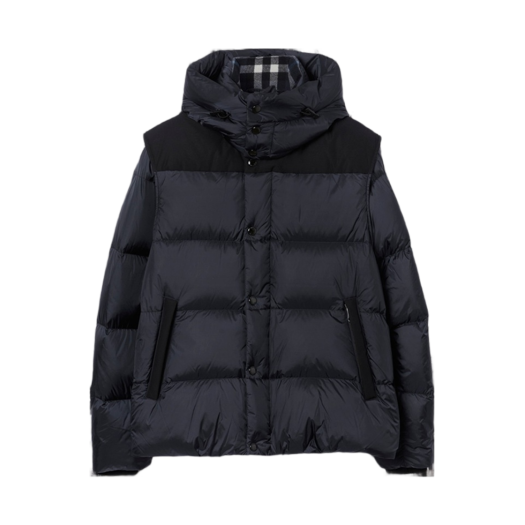 Burberry Detachable Sleeve Nylon Puffer Jacket Navy