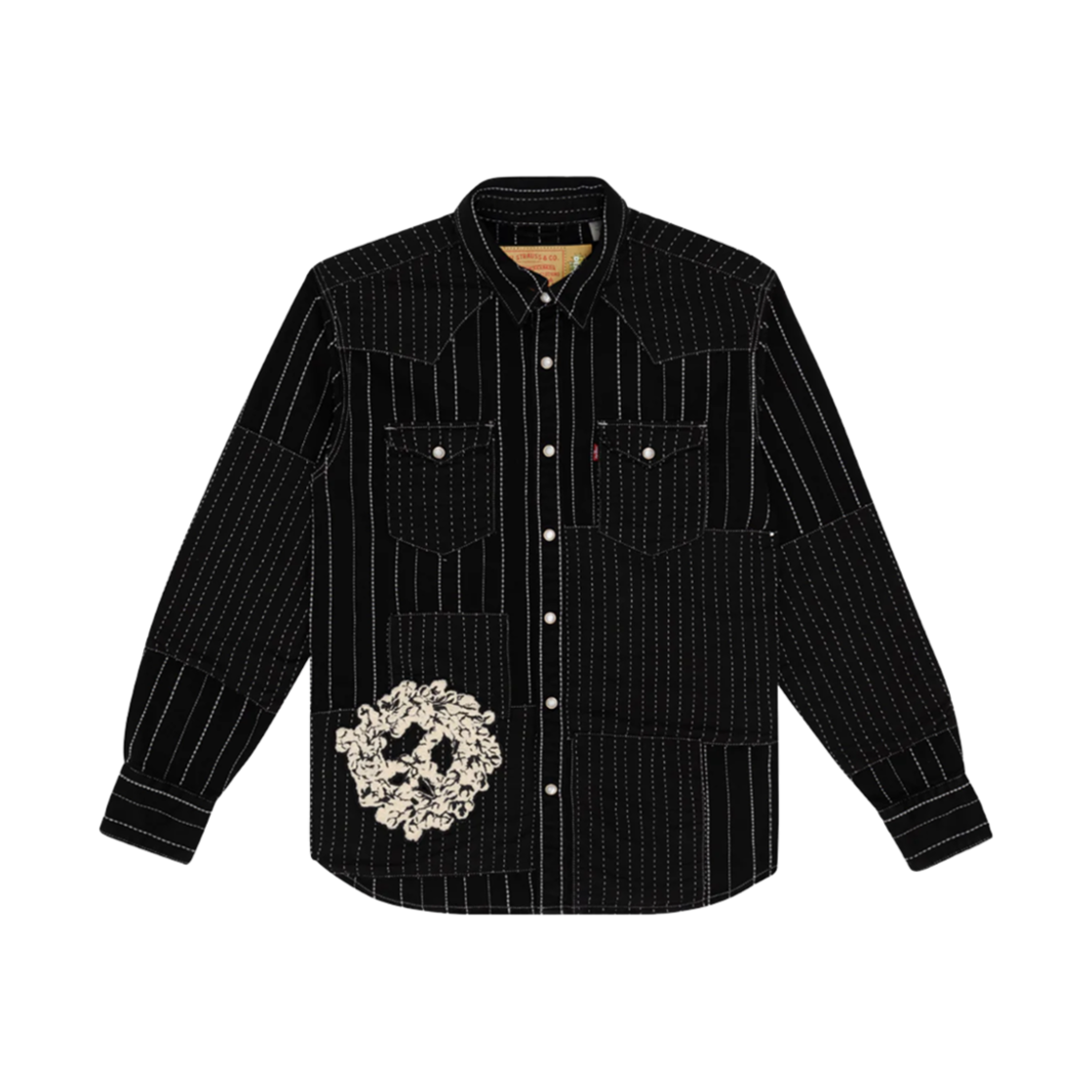 - Denim Tears Peace Patchwork Western Shirt Black