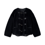 (W) Toteme Teddy Shearling Clasp Jacket Black