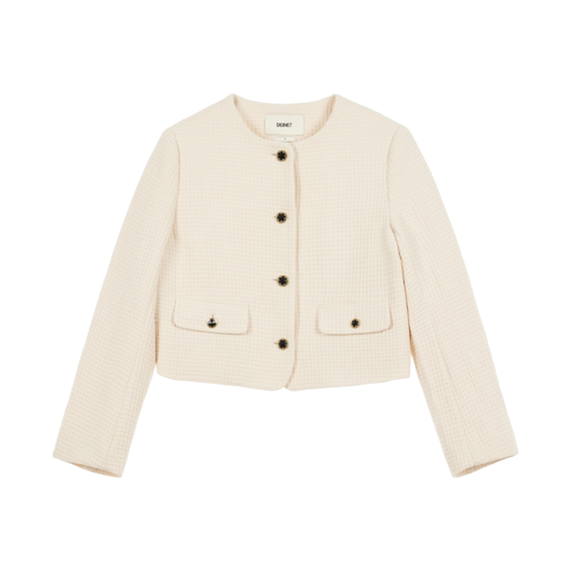- (W) Deinet Gold Botton Tweed Jacket in Cream