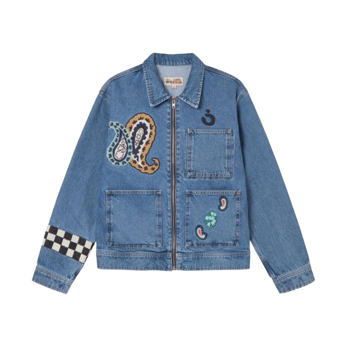 스투시 x 노마 t.d. 데님 집 워크 자켓 스톤 워시