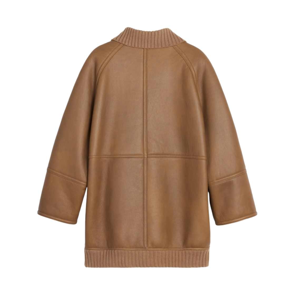 (W) 셀린느 램스킨 에그 자켓 립드 칼라 올리브 크림((W) Celine Lambskin Egg Jacket with Ribbed Collar Olive Cream) - 2