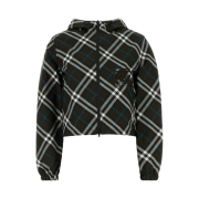 (W) Burberry Check Hooded Reversible Windbreaker Jacket Brown