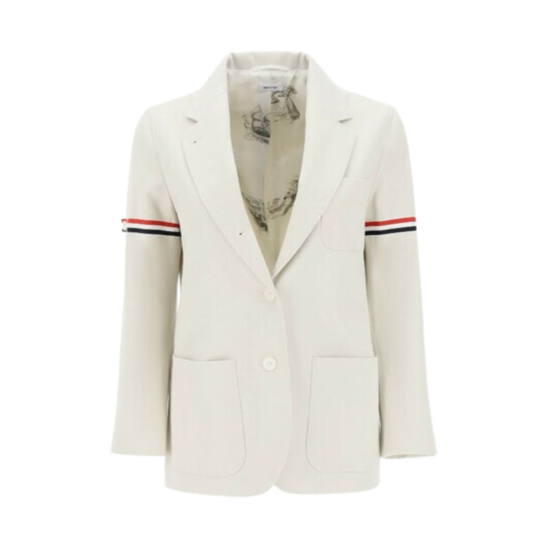 FBC638O-F0175-113 (W) Thom Browne Piece Dyed Cotton Gabardine Patch Pocket Sport Coat Natural White