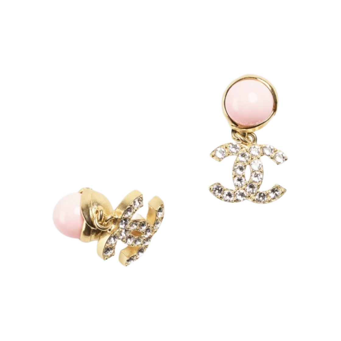 AB8915-B08681-NJ332 (W) Chanel Earrings Metal Glass Pearls & Gold Pink Crystal
