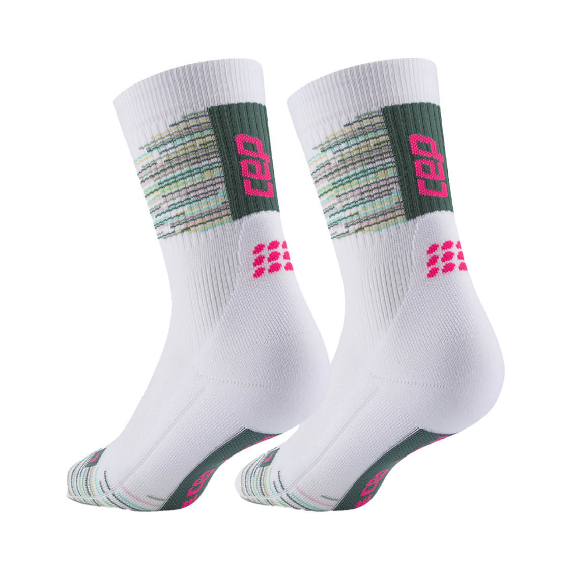 CEP 파리바이브 미드컷 삭스 화이트 그린 믹스