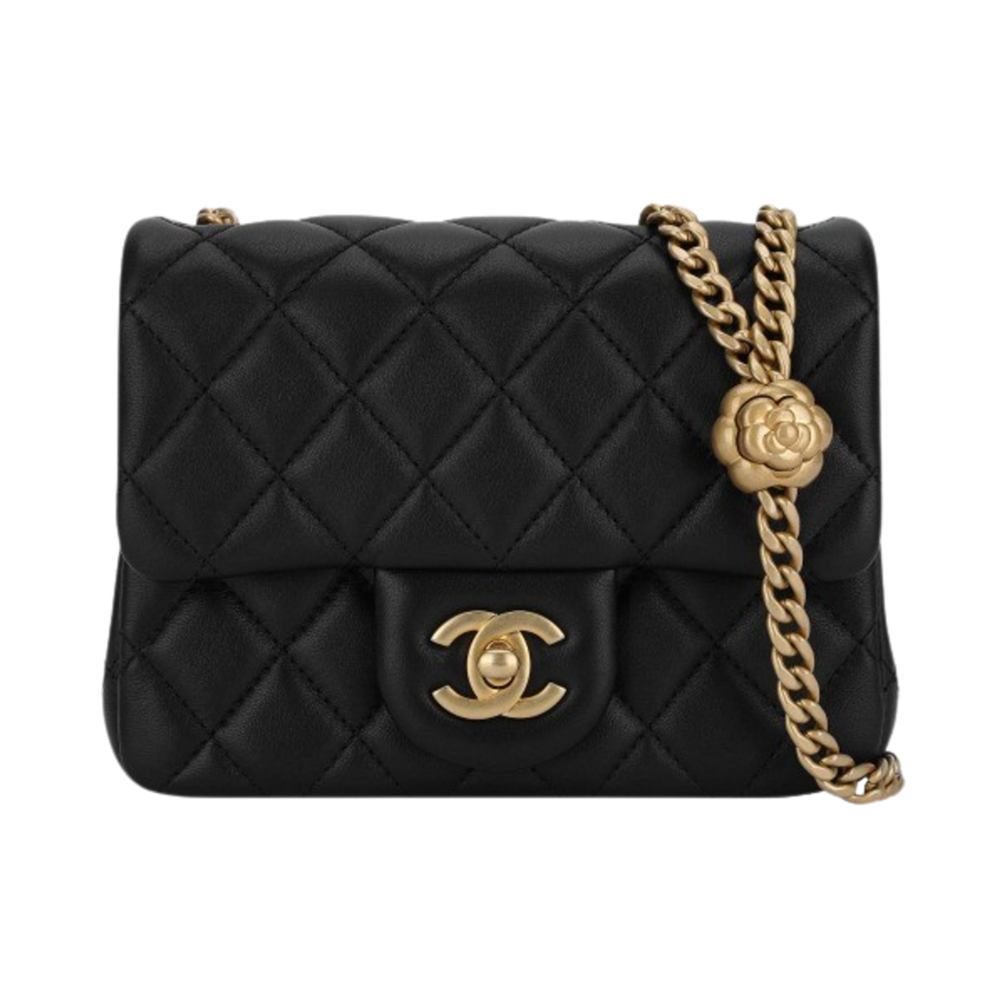 샤넬 미니 플랩백 램스킨 & 골드 메탈 블랙