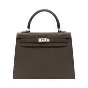 Hermes Kelly 25 Bag Sellier Epsom & Palladium Etoupe