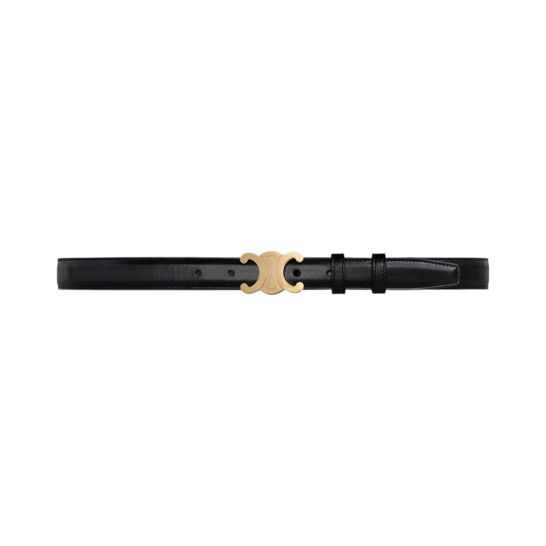 (W) 셀린느 미디움 트리옹프 벨트 토리옹 레더 블랙((W) Celine Medium Triomphe Belt in Taurillon Leather Black)