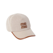 (W) Miu Miu Canvas Baseball Cap Beige Brandy
