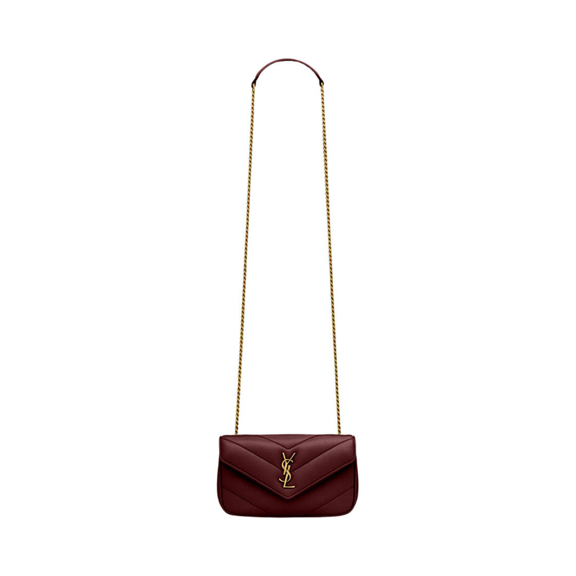 821749-AAEAX-6197 Saint Laurent Loulou Mini in Lambskin Rouge Cabernet