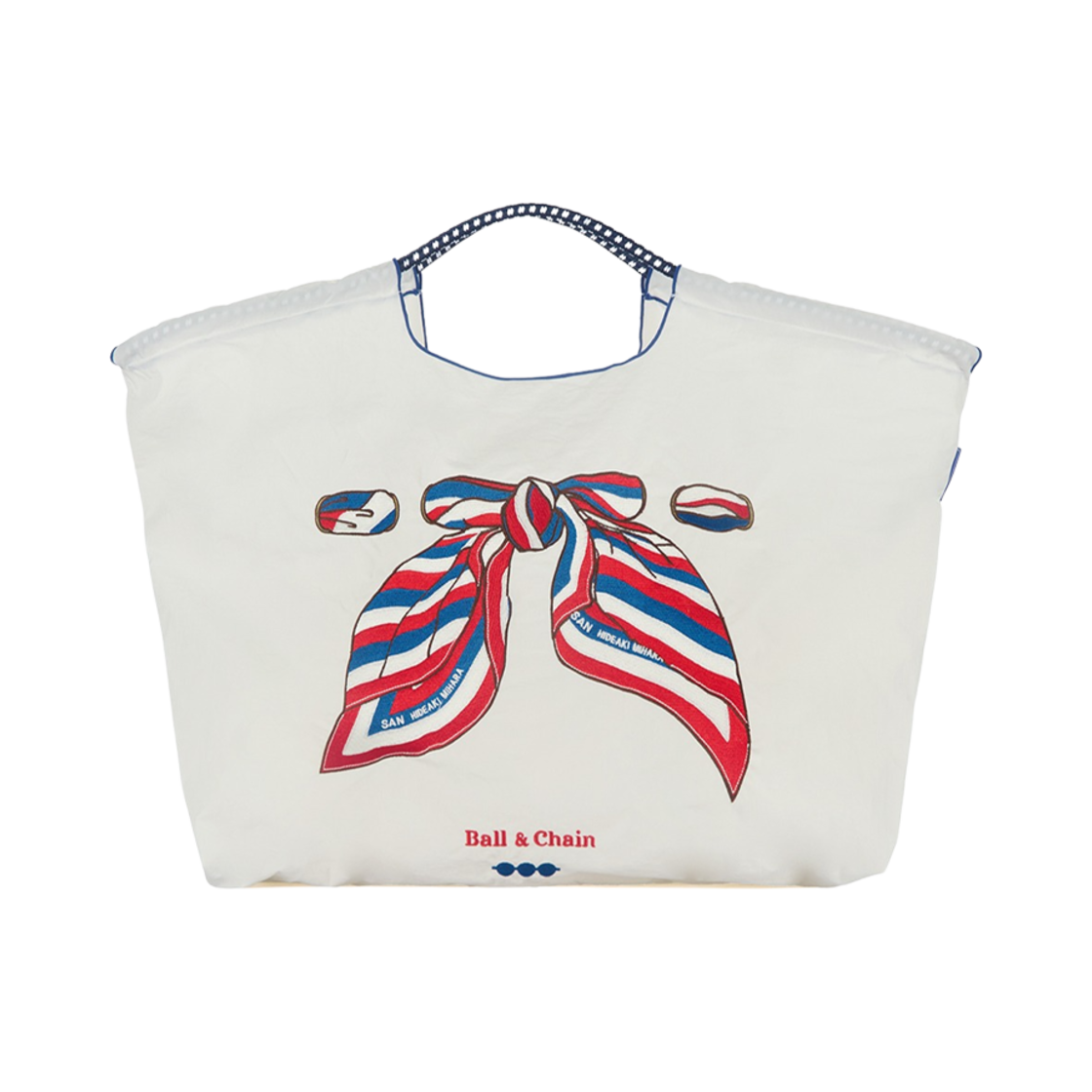 볼 앤 체인 산 히데아키 스카프 에코백 L 화이트(Ball & Chain San Hideaki Scarf Eco Bag L White)