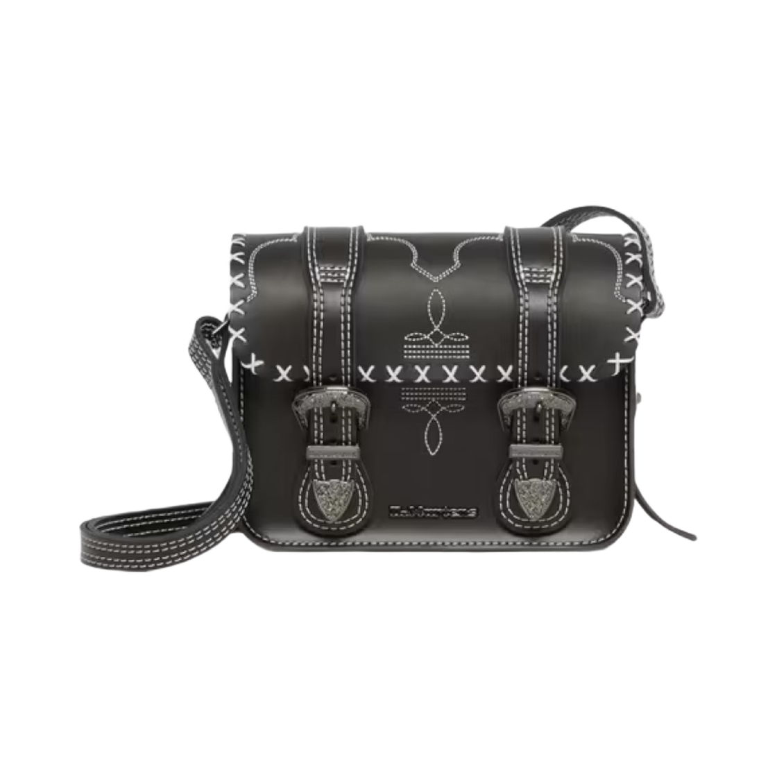 AC917013 Dr. Martens 7 Inch Contrast Stitch Leather Crossbody Bag Black