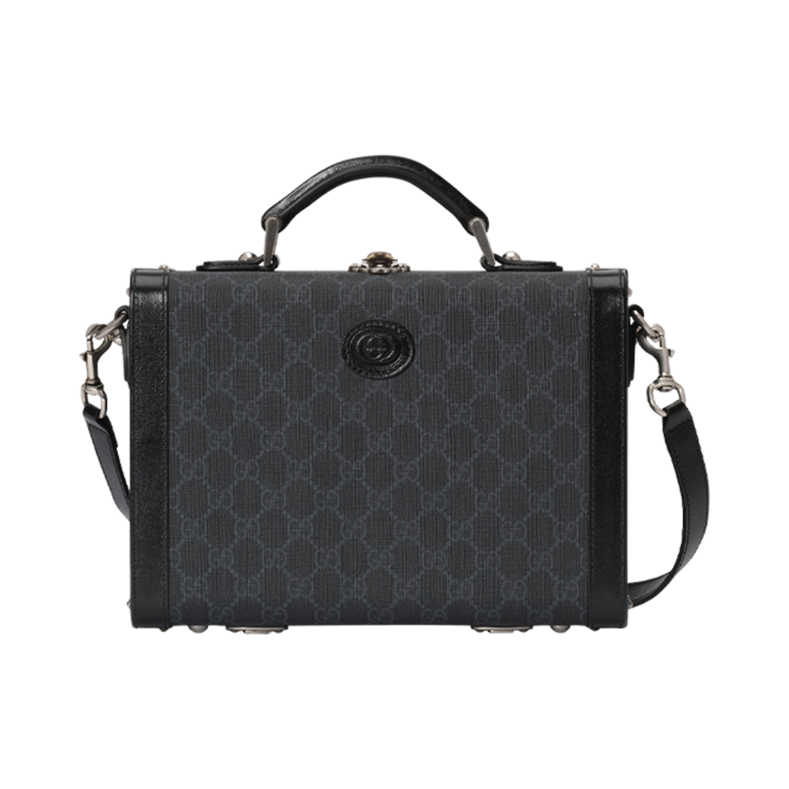 구찌 GG 탑 핸들 뷰티 케이스 블랙 슈프림(Gucci GG Top Handle Beauty Case Black Supreme) - 1