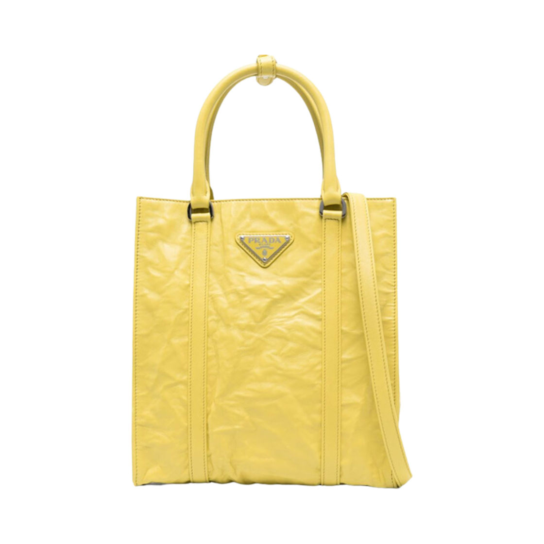 1BG458-UVL-F0322 Prada Antique Nappa Leather Mini Tote Bag Citron Yellow