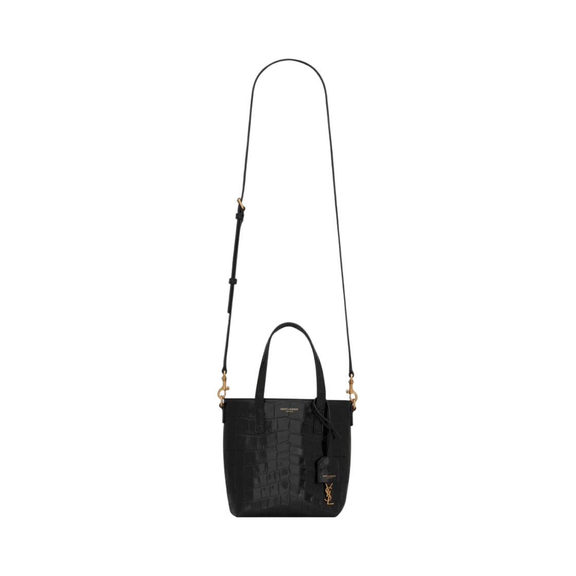 생로랑 크로커다일 엠보스 레더 파리 미니 토이 쇼핑백 블랙(Saint Laurent Paris Mini Toy Shopping Bag in Crocodile Embossed Leather Black) - 4