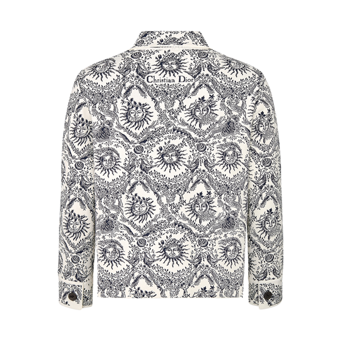 (W) 디올 스트레이트컷 자켓 화이트 네이비 블루 쏠레이 테크니컬 니트((W) Dior Straight-Cut Jacket White Navy Blue Soleil Technical Knit) - 2