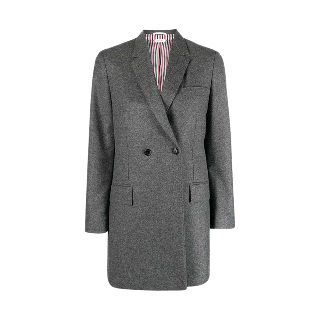FBC877A-F0057-035 (W) Thom Browne Double Breasted Wool Coat Medium Grey