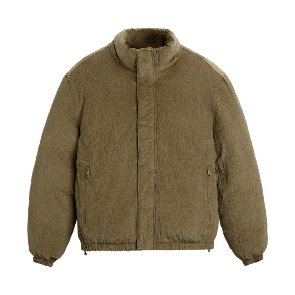 자라 크리즈드 이펙트 퍼퍼 자켓 다크 카키(Zara Creased Effect Puffer Jacket Dark Khaki)