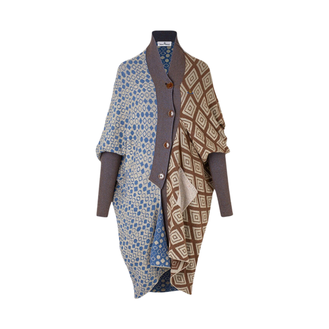 3803001F-K001I-O204 Vivienne Westwood Last Patched Poncho Multi Brown Blue
