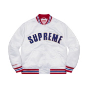 Supreme Mitchell & Ness Satin Varsity Jacket White - 21SS