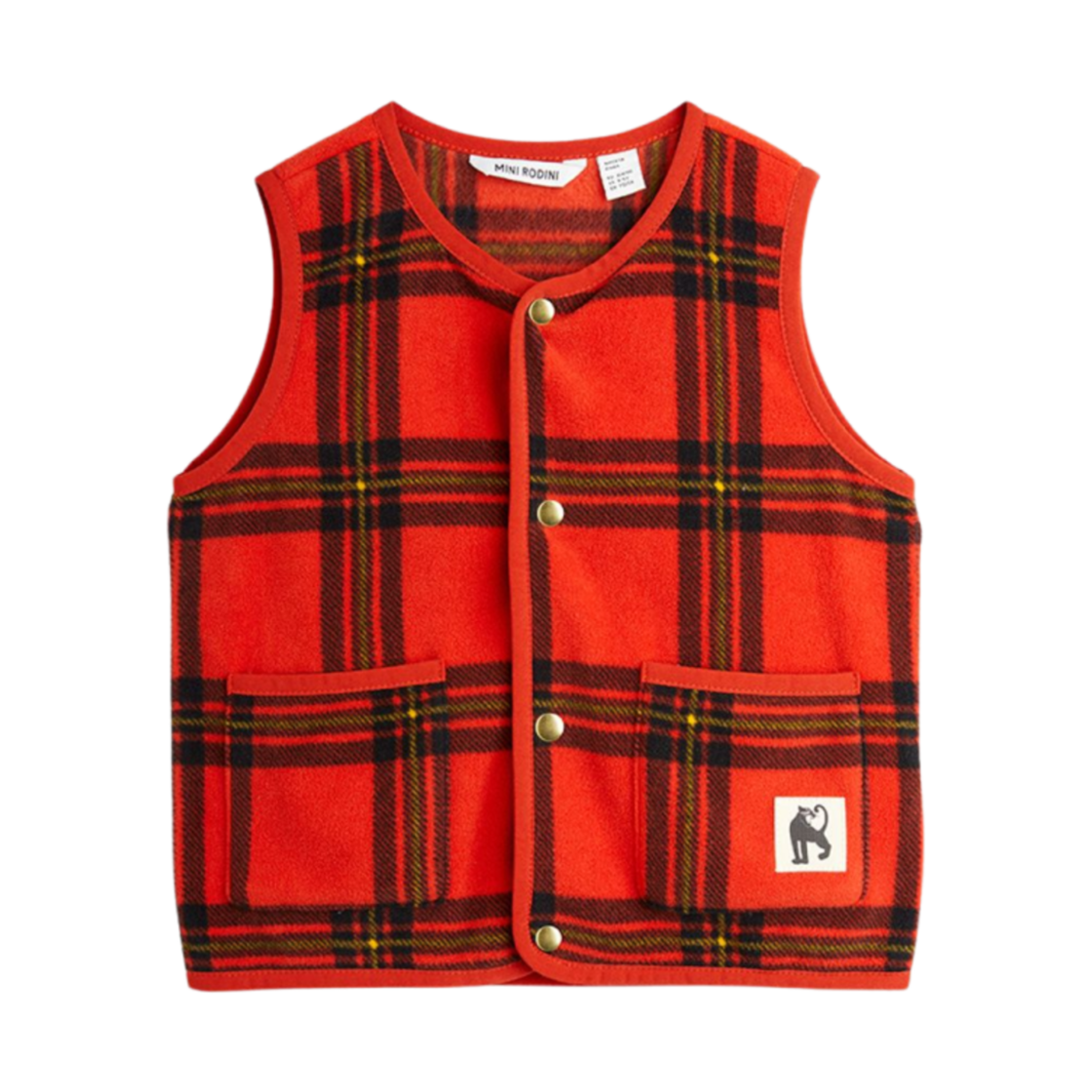 (키즈) 미니 로디니 체크 플리스 베스트 레드((Kids) Mini Rodini Check Fleece Vest Red)