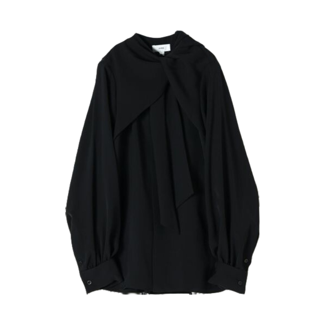 (W) 하이크 푸시 보우 블라우스 블랙((W) Hyke Pussy Bow Blouse Black)