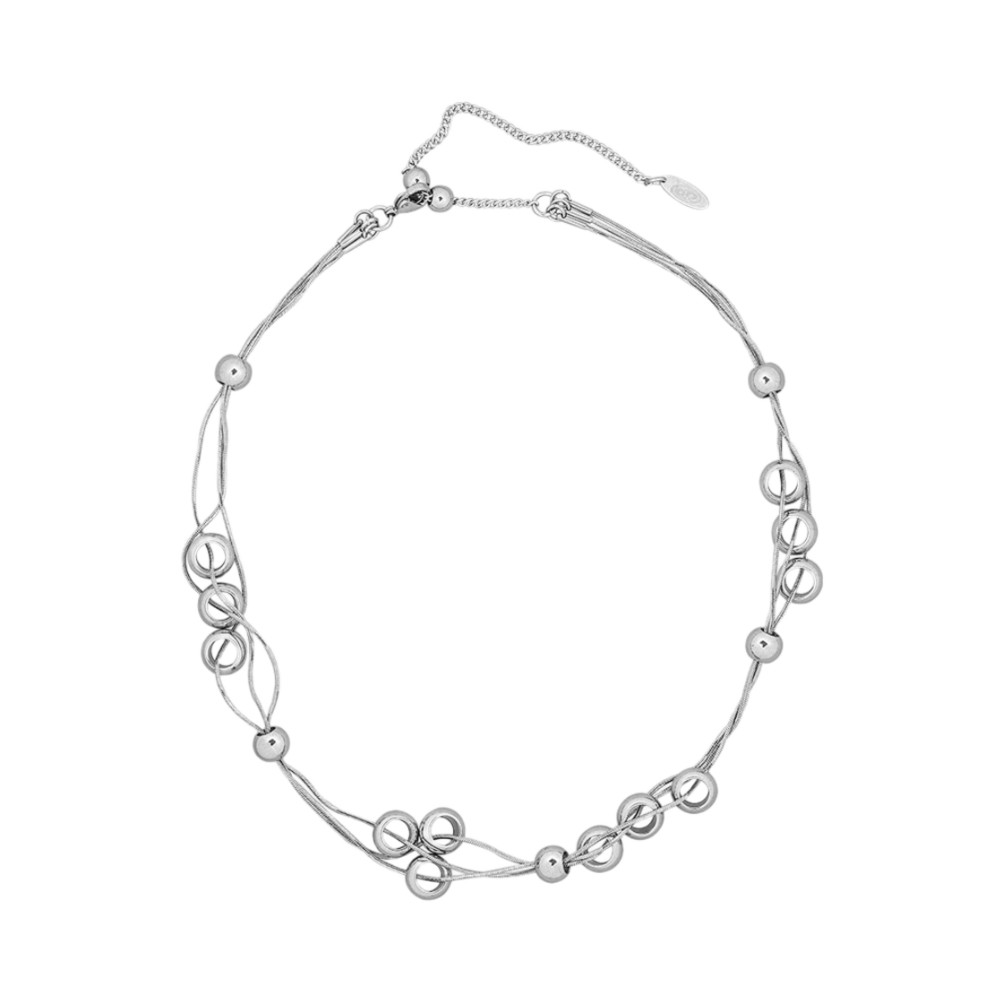 NO568S Sentiments No.568 Ball Layered Movement Necklace Silver