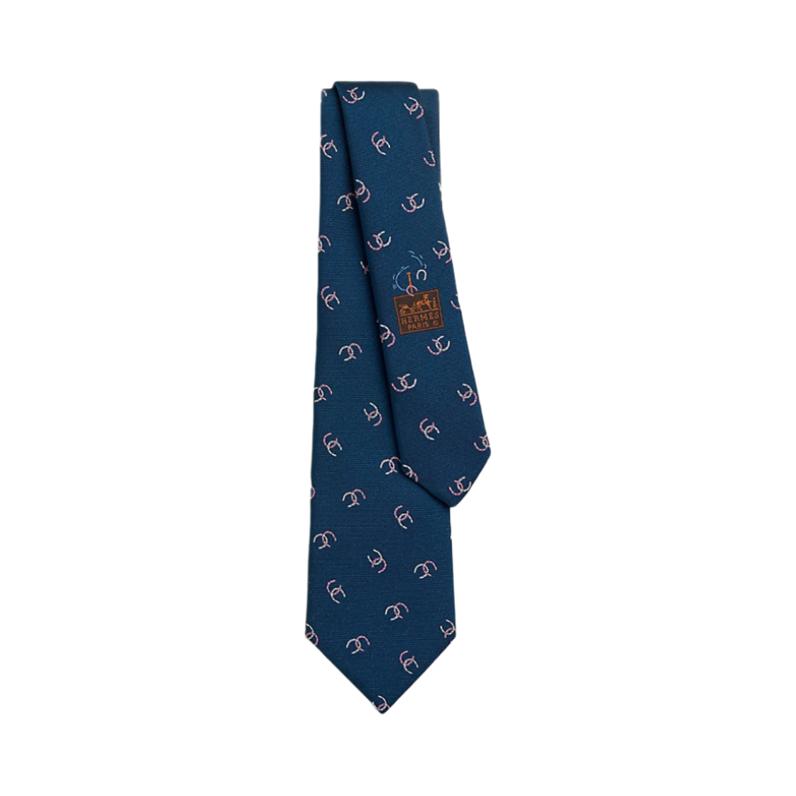 에르메스 크로이저 르 페르 타이 마린 로즈 블랑(Hermes Croiser Le Fer Tie Marine Rough Blanc) - 1