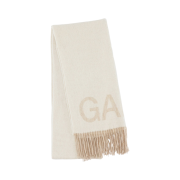 Ganni Fringed Wool Scarf Egret